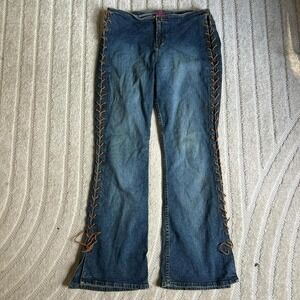 VTG y2K Xhilaration Low-rise flare jeans size 15 grunge punk boho streetwear